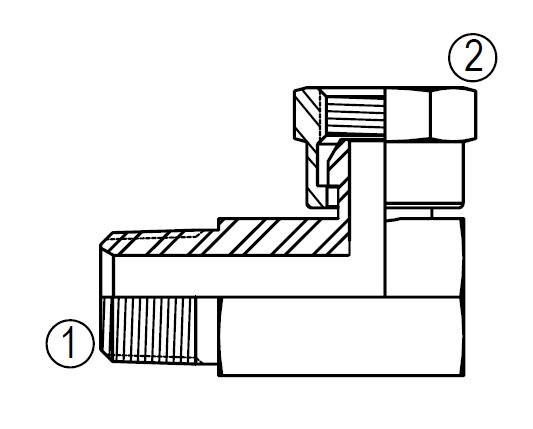 1501 90° Female Adapter Union to Male Pipe
