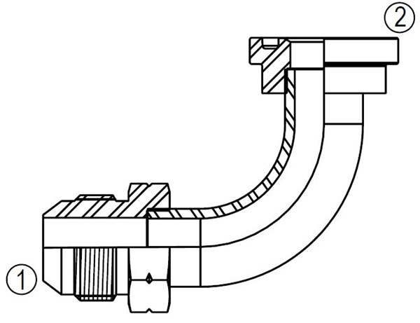 1701-61 90° Code 61 Bent Tube Flange Adapter Elbow