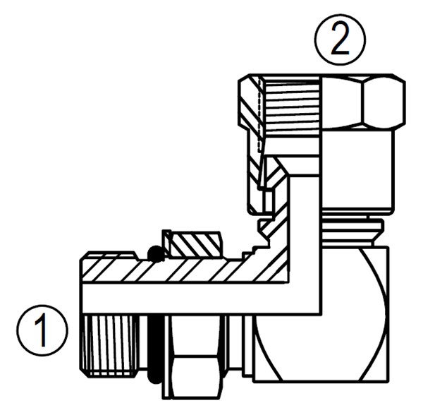 6809 90° Straight Thread/37° Female Swivel Elbow