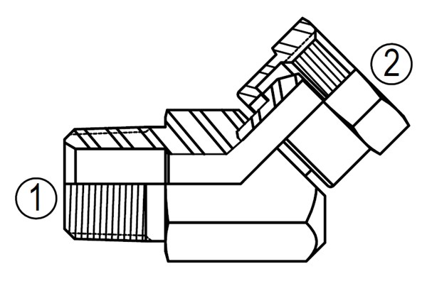 1503 45° Female Adapter Union to Male Pipe