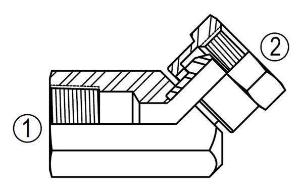 1504 45° Female Adapter Union to Female Pipe