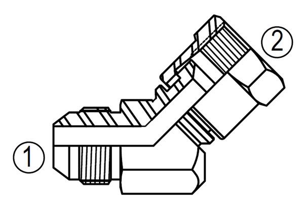 6502 37° Female Swivel 45° Elbow