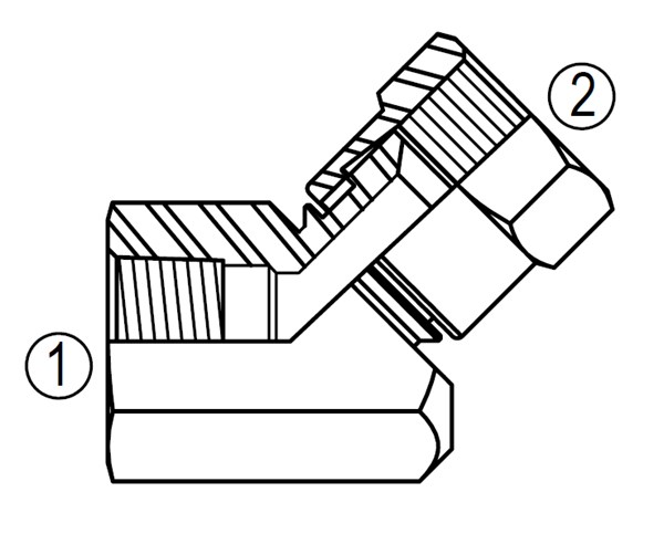 6507 45° Female Pipe/37° Female Swivel Elbow