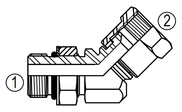 6810 45° Straight Thread/37° Female Swivel Elbow