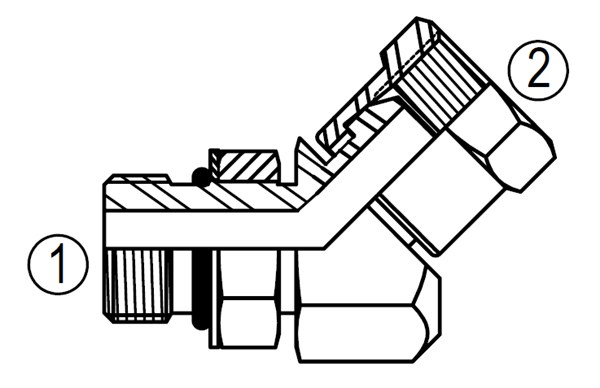 6902 45° Female Adapter Union to Adj. Male
