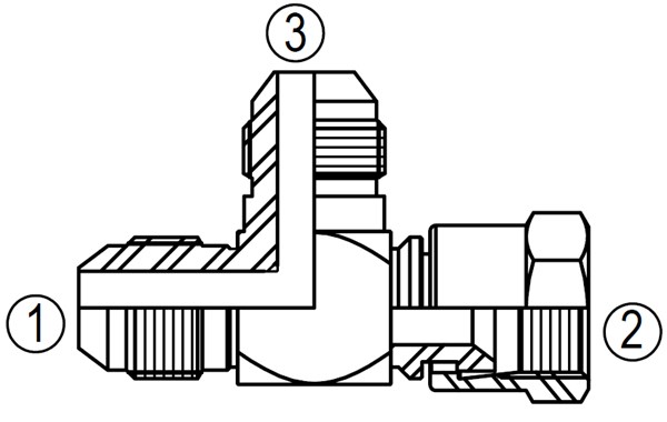 6602 37° Female Swivel Run Tee