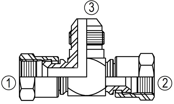 6603 37° Female Swivel Run/Run Tee