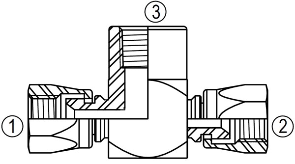 6605 Female Pipe/37° Female Swivel Run/Run Tee