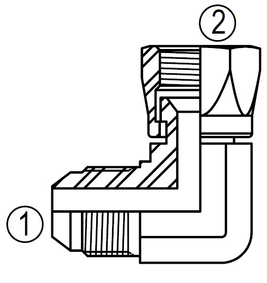 SS6500 37° JIC Swivel 90° Elbow