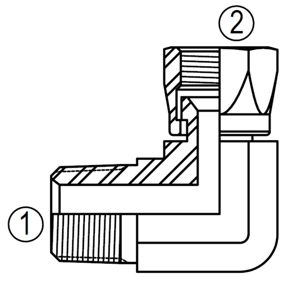 SS6501 90° Male Pipe/37° Female Swivel Elbow