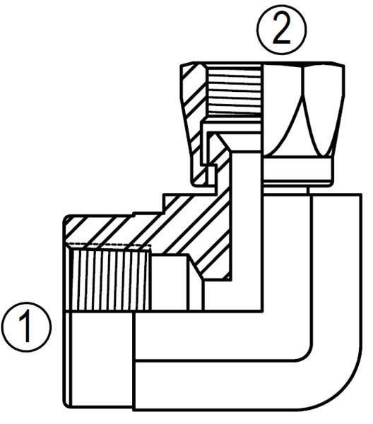 SS6503 90° Female Pipe/37° Female Swivel Elbow