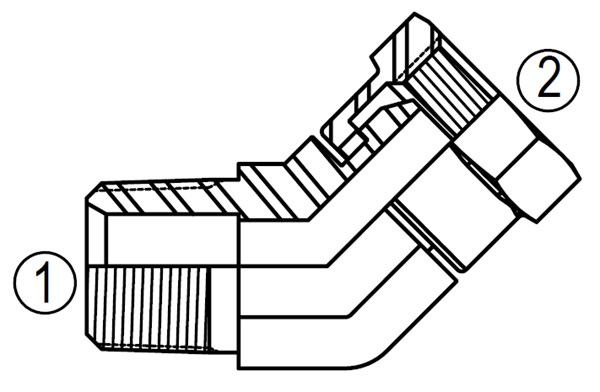 SS1503 45° Female Adapter Union to Male