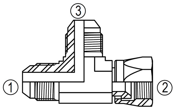 SS6602 37° Female Swivel Run Tee