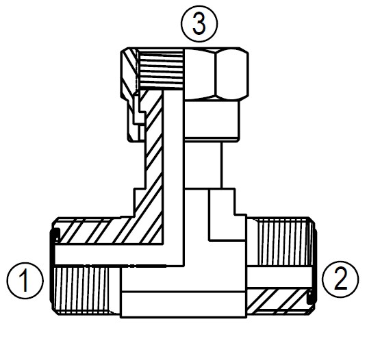 FF6600 ORFS Swivel Branch Tee