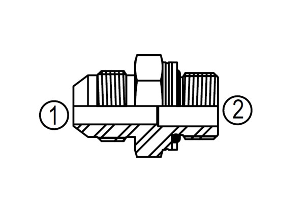 M6400 Threaded Straight Fitting, JIC to Metric Stud End