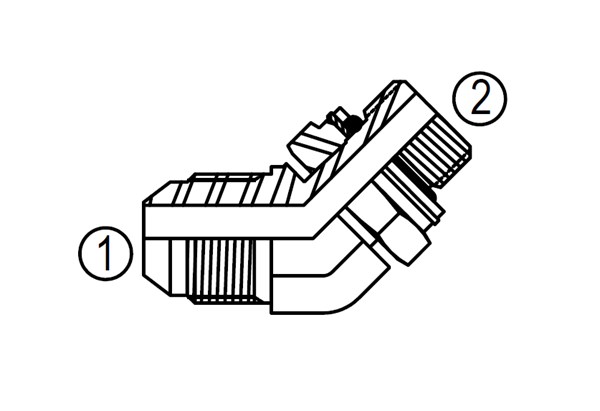 M6802, JIC to Metric Adjustable 45° Elbow