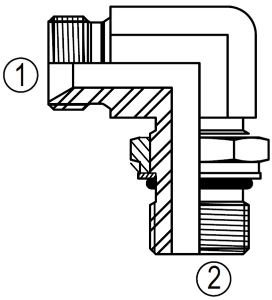MBS6801 Threaded Fitting, BSPP 60° Cone to SAE Adjustable 90° Elbow