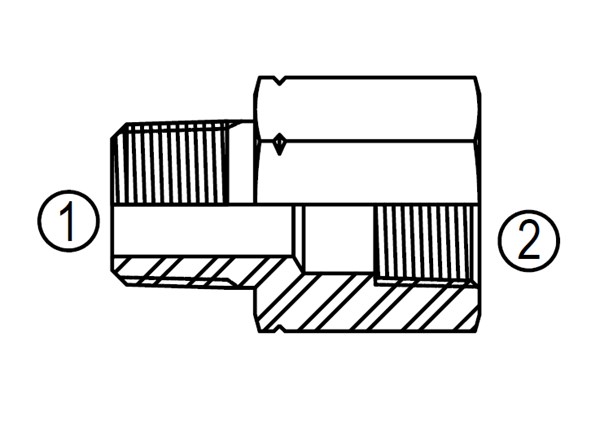 MBT5405 Threaded Straight Fitting, BSPT to Female NPTF