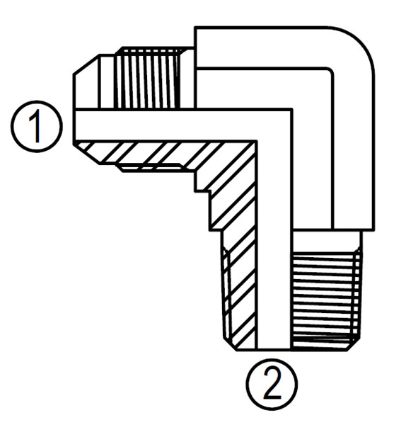 MBT2501, JIC to BSPT 90° Elbow