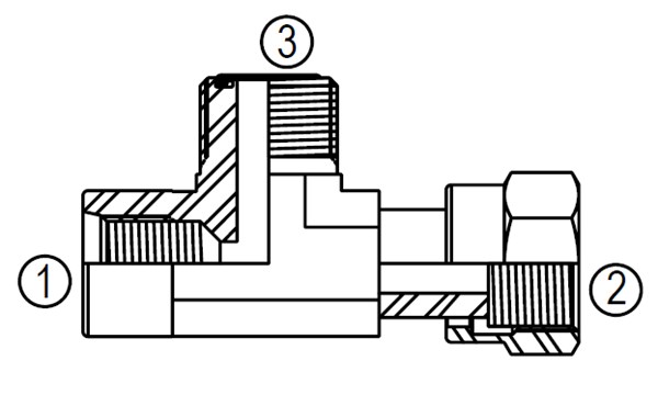 FF31831 FEMALE STRAIGHT THREAD TO FEMALE ORFS SWIVEL TO MALE ORFS END