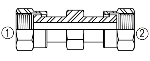 FF6565 MALE ORFS/FEMALE DOUBLE SWIVEL UNION